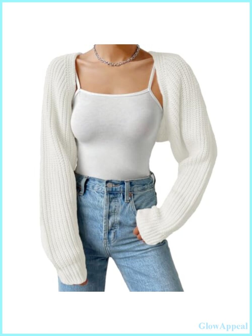 Women Ribbed Knit Crop Bolero Cardigan Open Front Drop Shoulder Long Sleeve